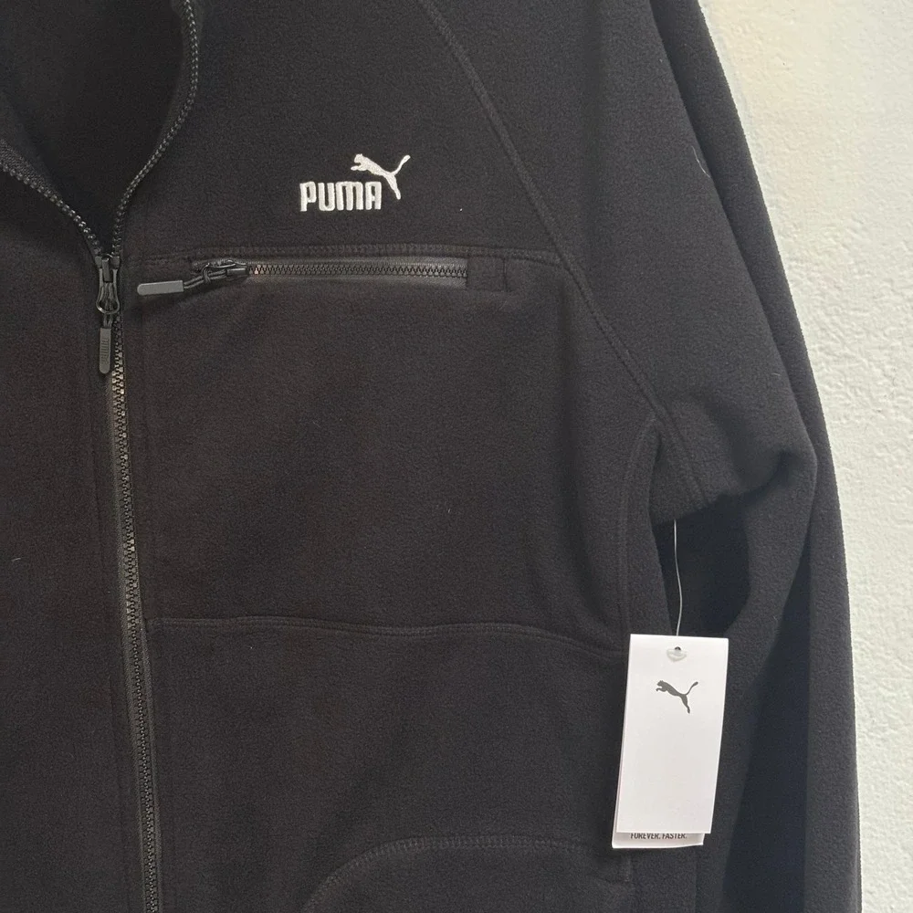 Puma Mens Polar‎ Fleece Jacket Black Raglan Sleeve Full Zip XL PFA24VM0-16585